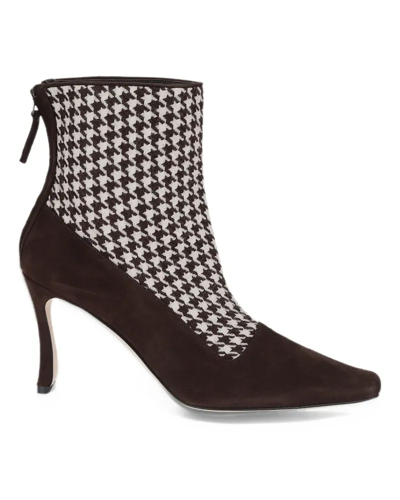 Manolo Blahnik houndstooth-pattern suede ankle boots - Braun Braun