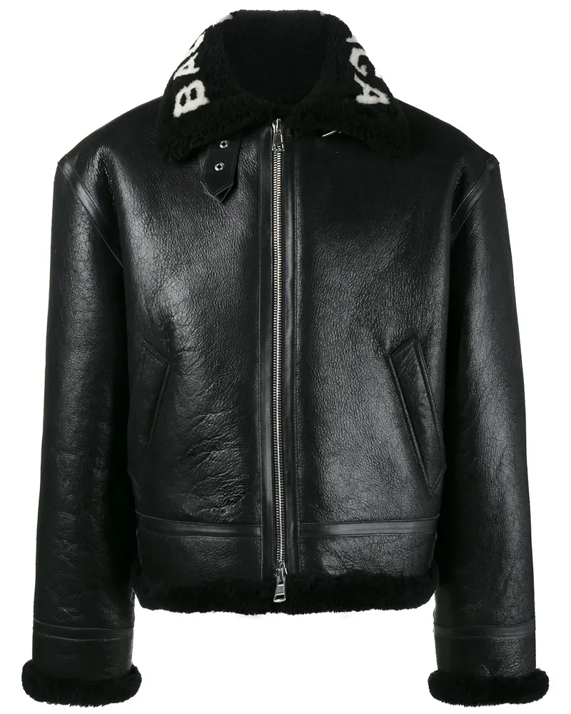 Balenciaga Jacke mit Shearling-Kragen - Schwarz Schwarz