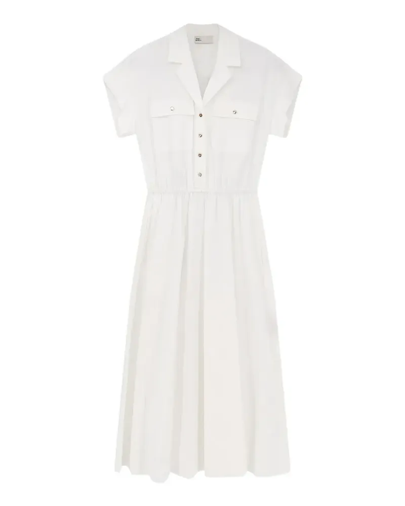 Tory Burch logo-button flap-pocket midi dress - Weiß Weiß