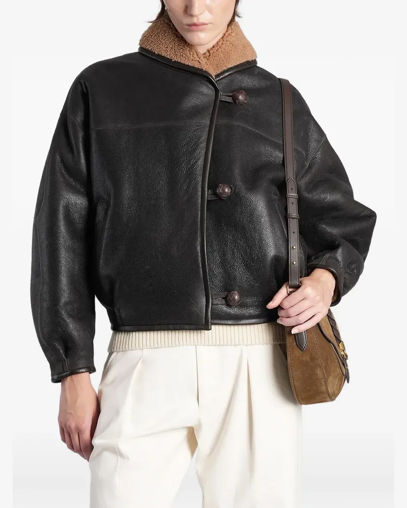 Isabel Marant Ledermantel mit Shearling-Kragen - Braun Braun