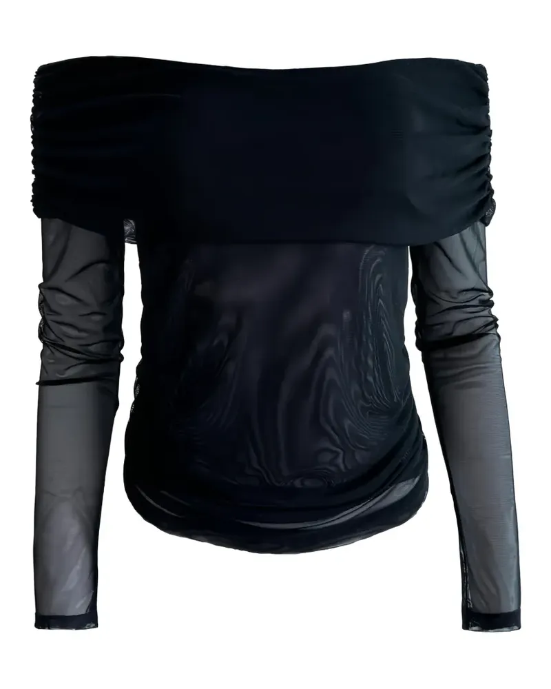 taylor Sunset off-shoulder mesh top - Schwarz Schwarz