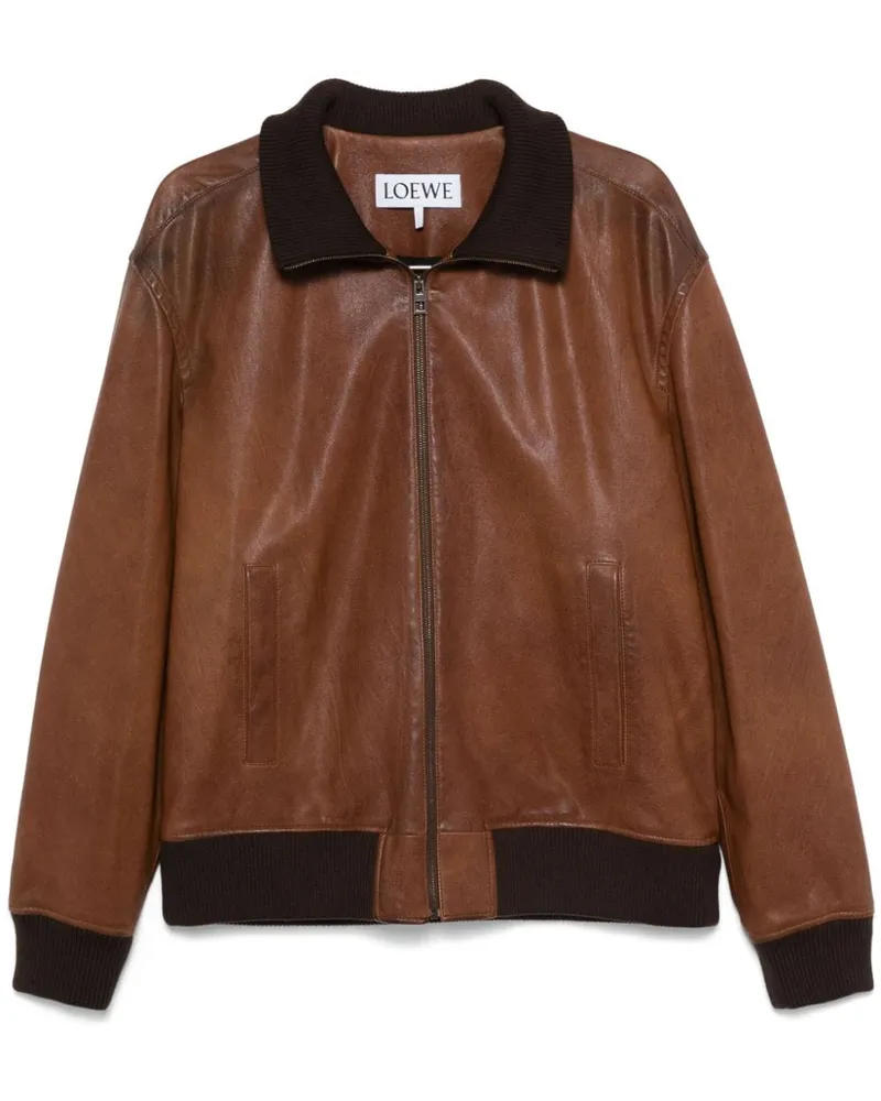 Loewe Lederjacke mit Reißverschluss - Braun Braun