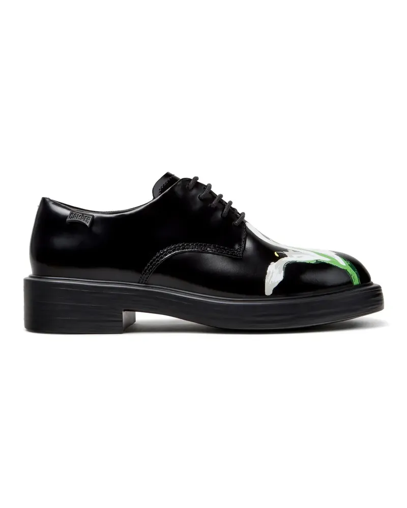 Camper Twins Derby-Schuhe mit Blumenprint - Schwarz Schwarz