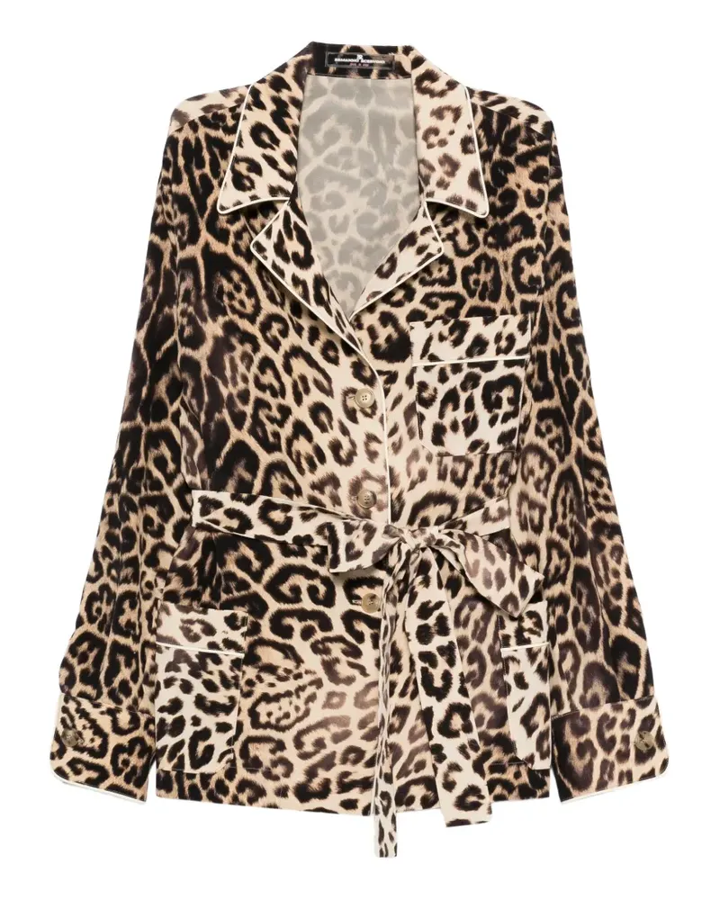 Ermanno Scervino leopard-print tie jacket - Braun Braun