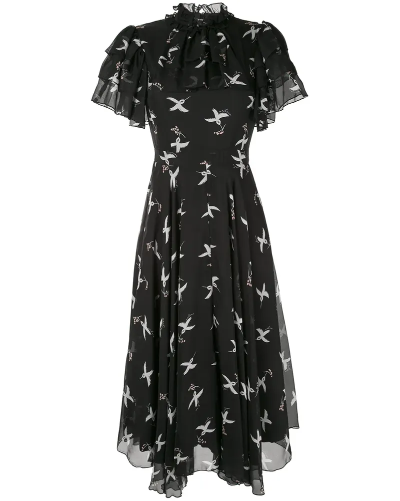 macgraw Kleid mit Vogel-Print - Schwarz Schwarz