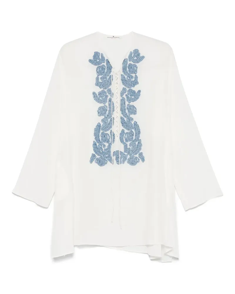 Ermanno Scervino Krepp-Chino-Tunika mit Blumenapplikation - Weiß Weiß