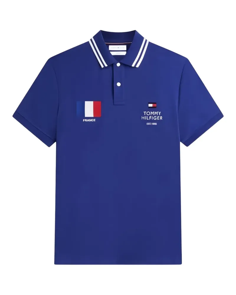 Tommy Hilfiger logo-embroidered striped-trim polo shirt - Blau Blau