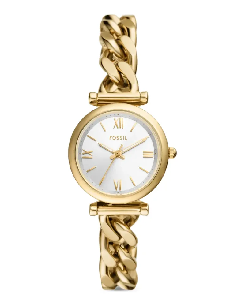 Fossil Carlie Armbanduhr mit Panzerkette 28mm - Nude Nude