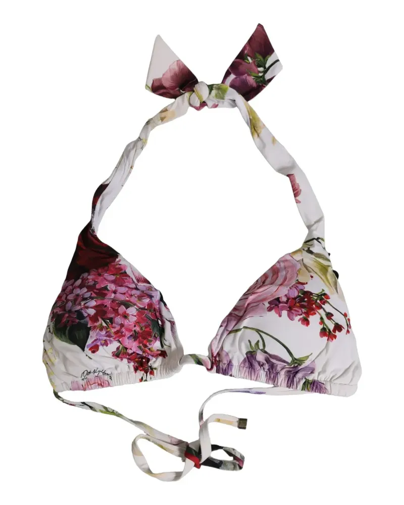 Dolce & Gabbana floral-print triangle bikini top - Weiß Weiß