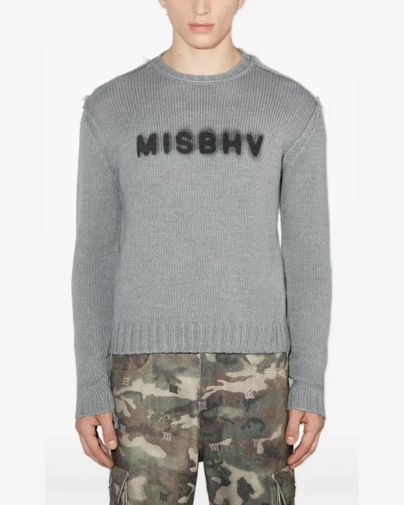 MISBHV Ausgefranster Community-Pullover - Grau Grau