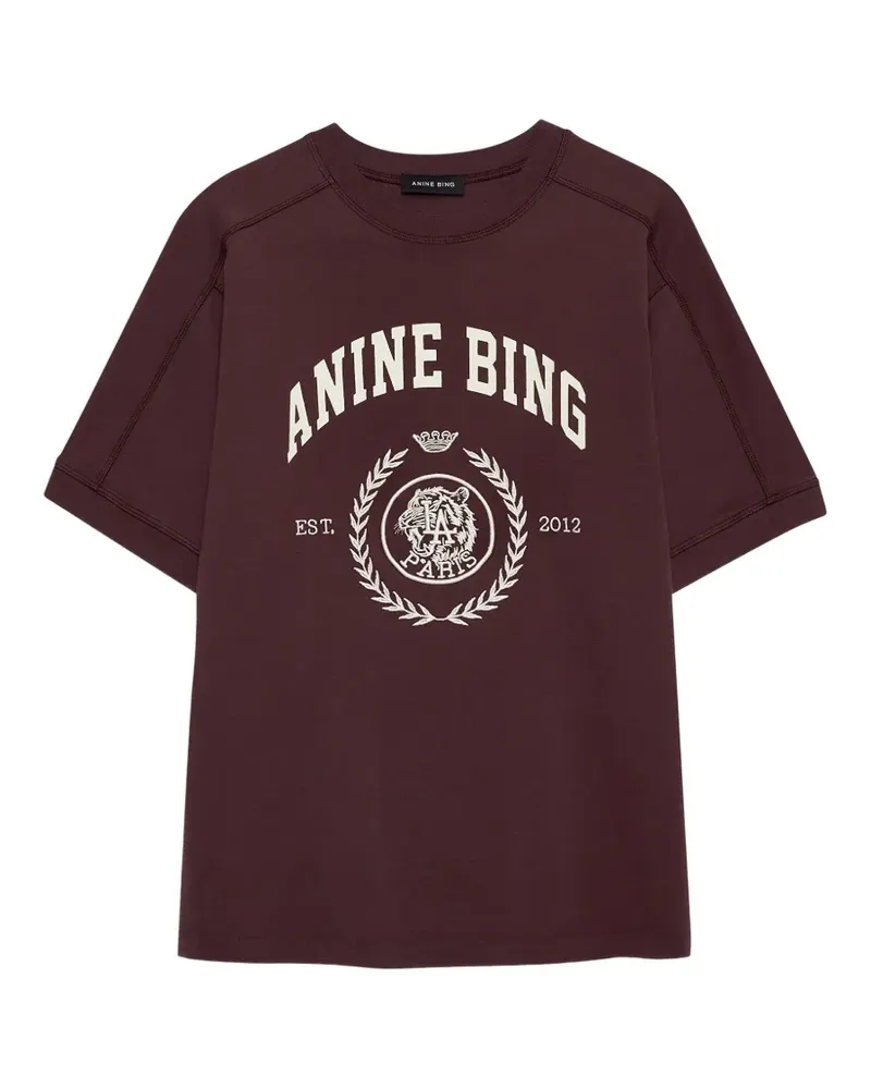 Anine Bing Jaylin T-shirt Collegiate - burgundy - Rot Rot