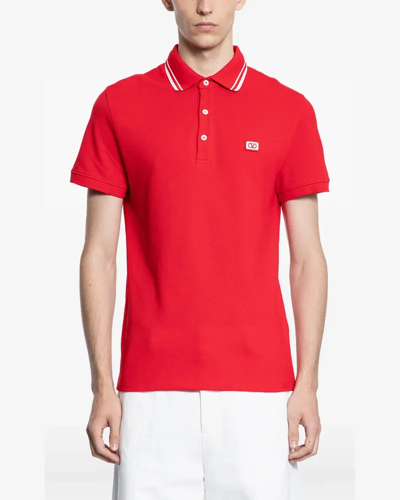 Valentino Garavani Poloshirt mit gestreiftem Kragen - Rot Rot