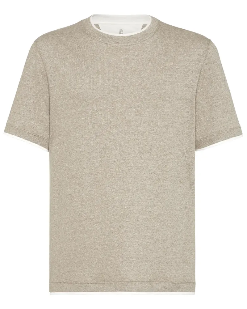 Brunello Cucinelli T-Shirt im Layering-Look - Nude Nude