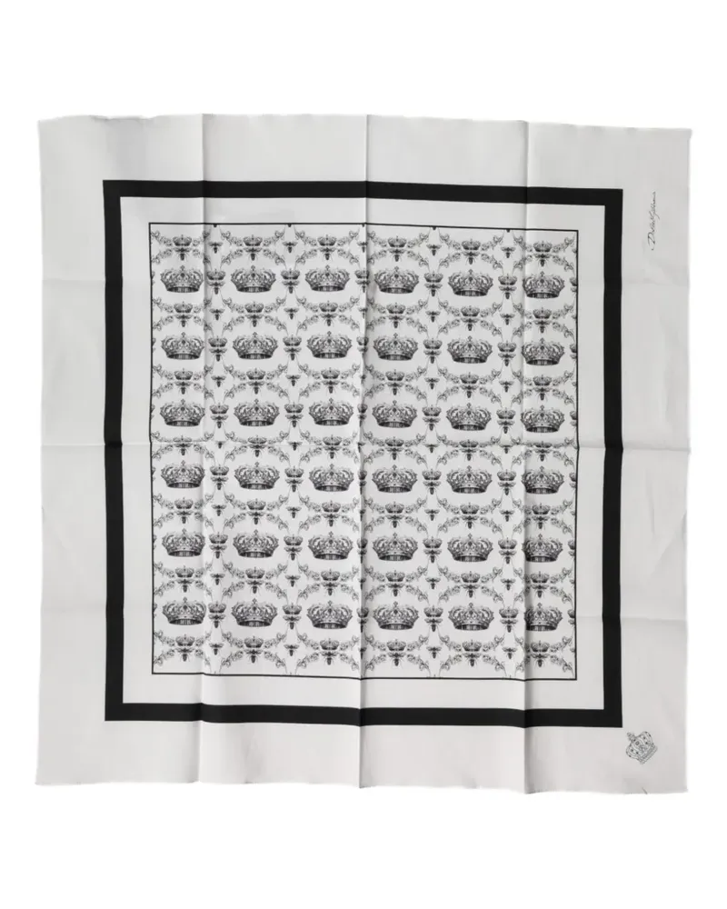 Dolce & Gabbana Schal mit Kronen-Print - Weiß Weiß