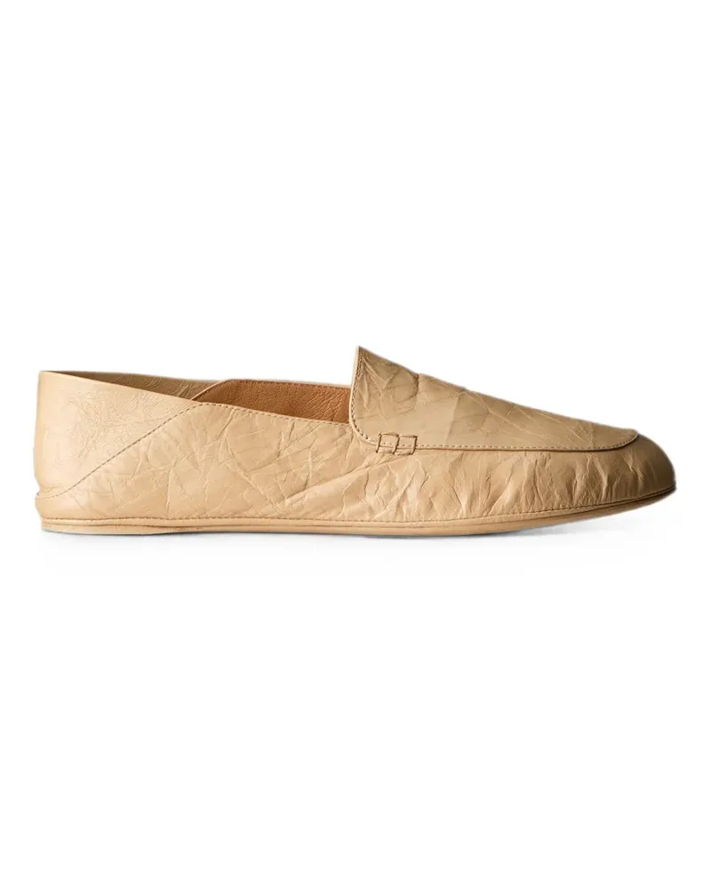 Calvin Klein crinkled-leather loafers - Nude Nude