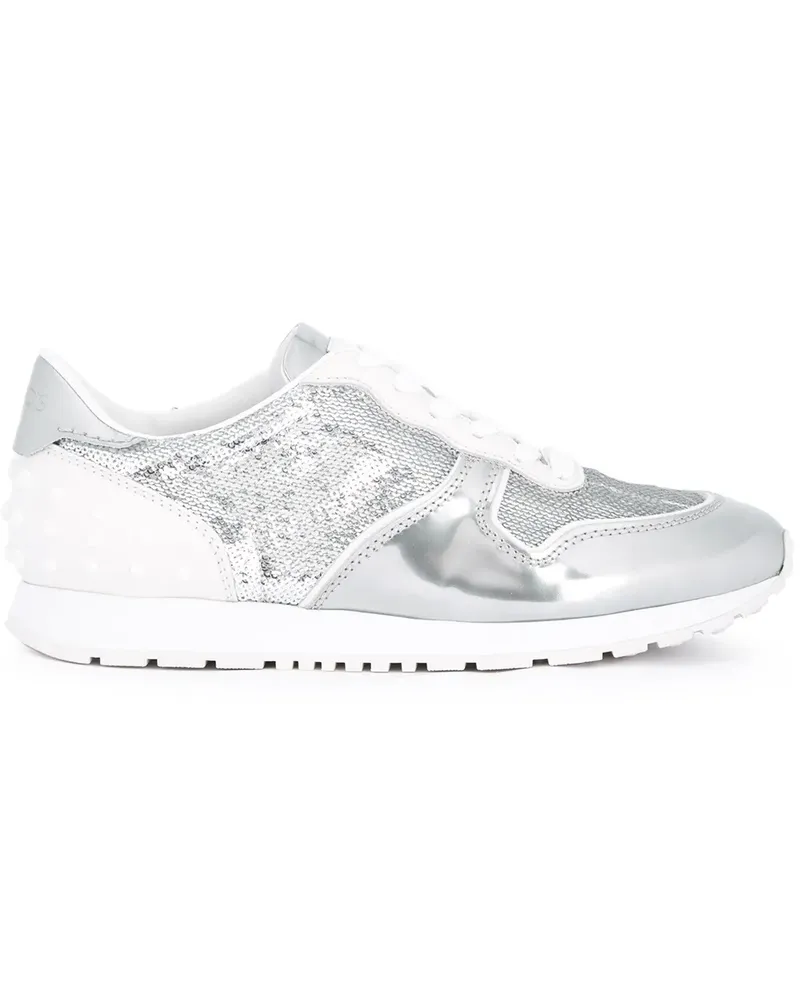 TOD'S Metallische Sneakers mit Schnürung - Grau Grau
