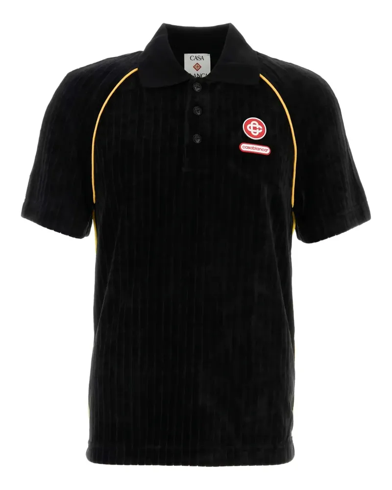 Casablanca Paris corduroy piping polo shirt - Schwarz Schwarz