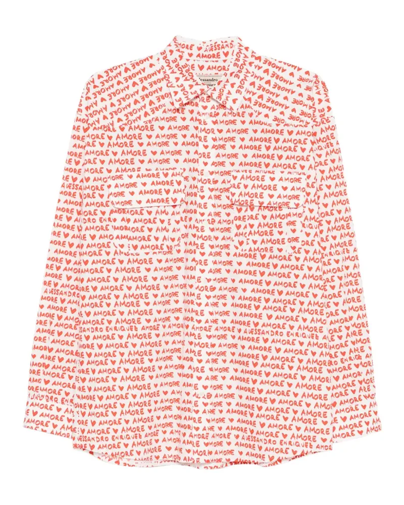 Alessandro Enriquez amore-pattern shirt - Weiß Weiß