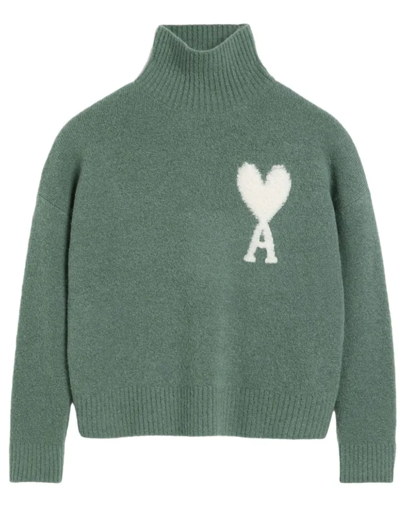 AMI Paris Ami de Coeur Sweatshirt mit Stehkragen - Grün Grün