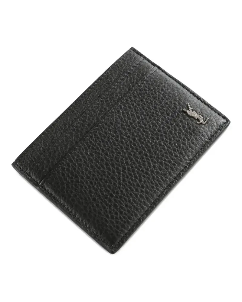 Saint Laurent Cassandre-appliqué cardholder - Schwarz Schwarz