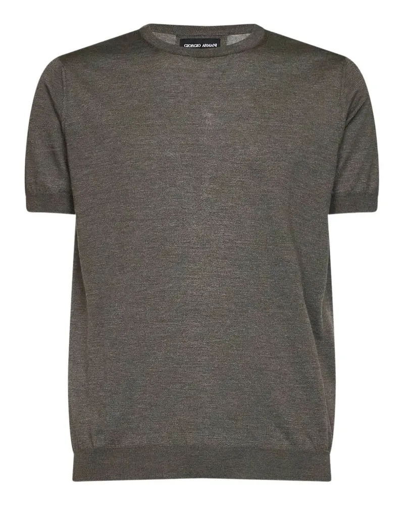 Giorgio Armani short-sleeved silk-blend sweater - Braun Braun