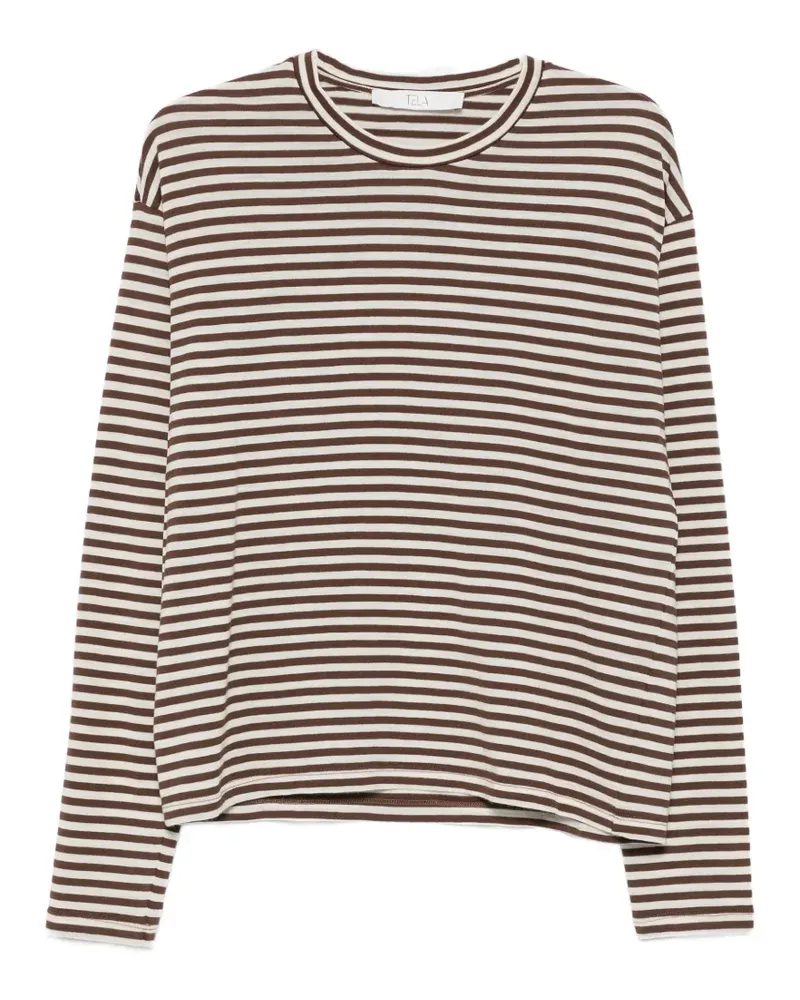 TELA Gestreiftes Langarmshirt - Braun Braun