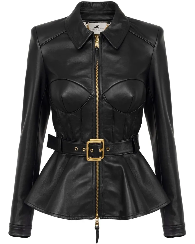 Elisabetta Franchi Jacke mit Schößchen - Schwarz Schwarz