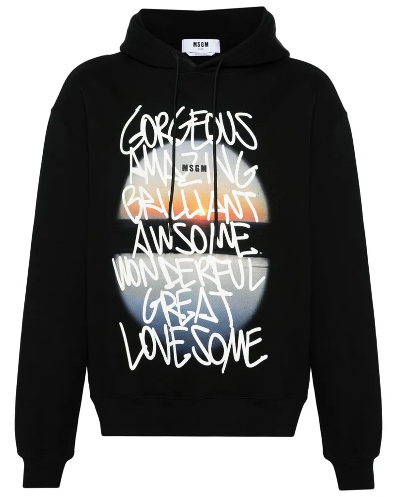 MSGM Hoodie mit grafischem Print Schwarz