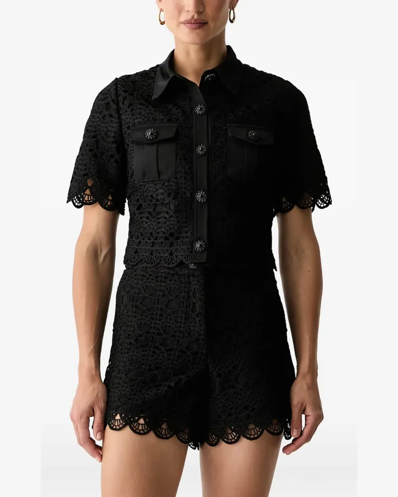 Morgan guipure-lace flap-pocket shirt - Schwarz Schwarz