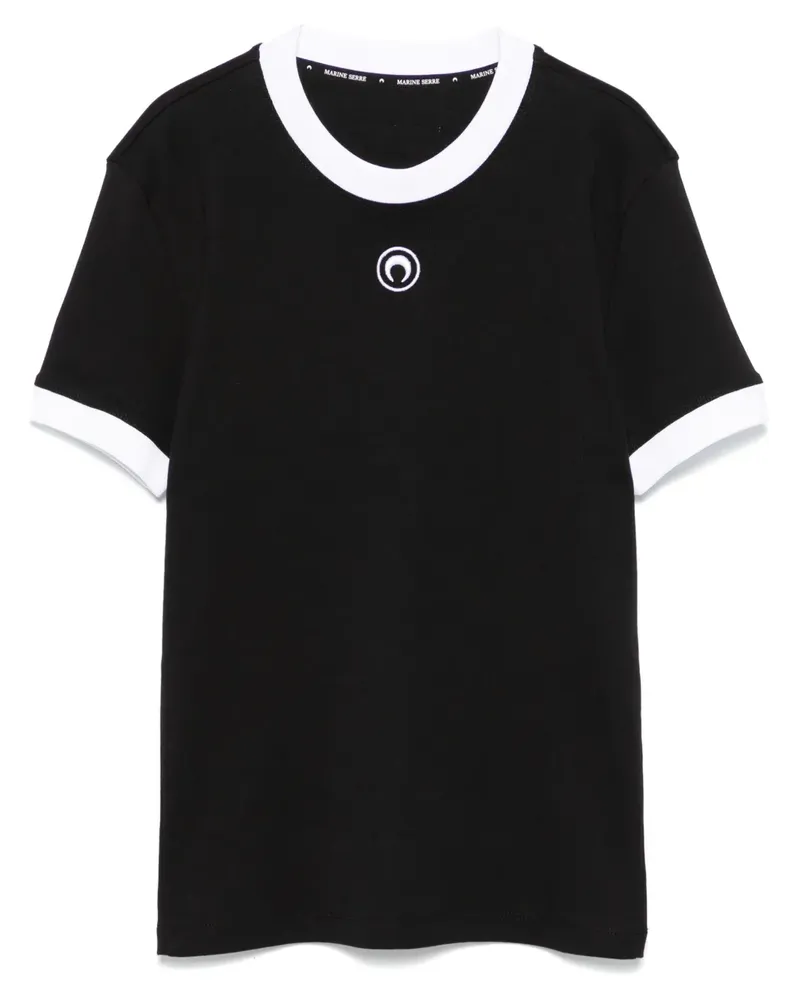 Marine Serre T-Shirt mit Sichelmond-Stickerei - Schwarz Schwarz