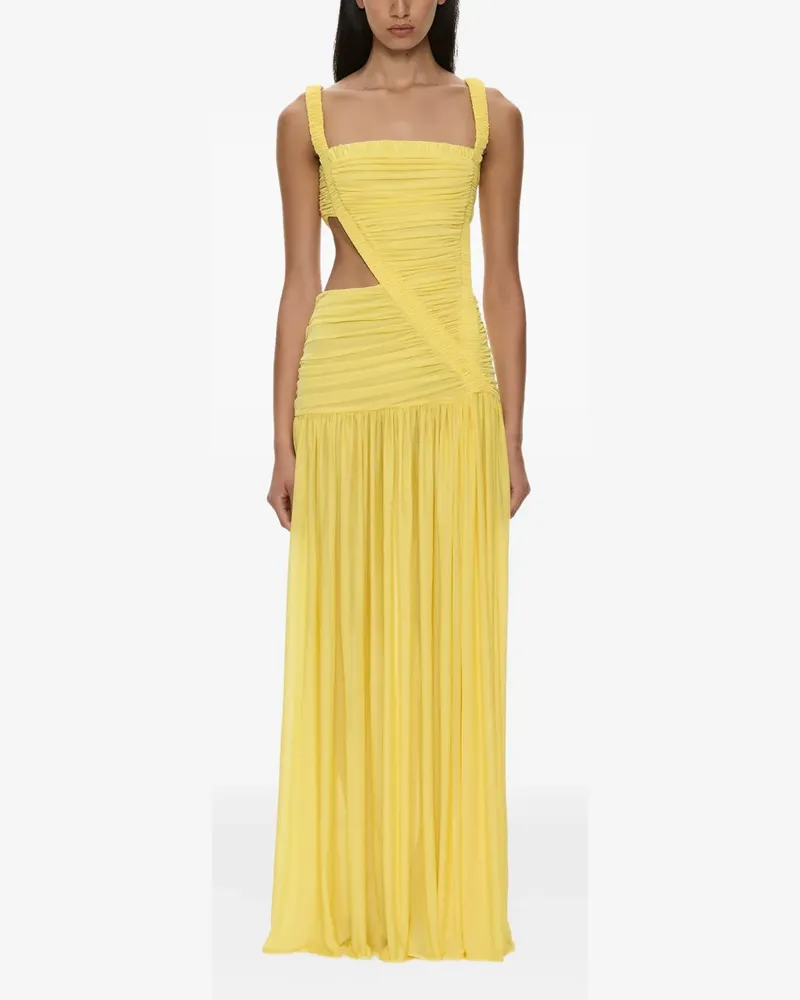 Christopher Esber Gerafftes Orion Maxikleid mit Cut-Out - Gelb Gelb
