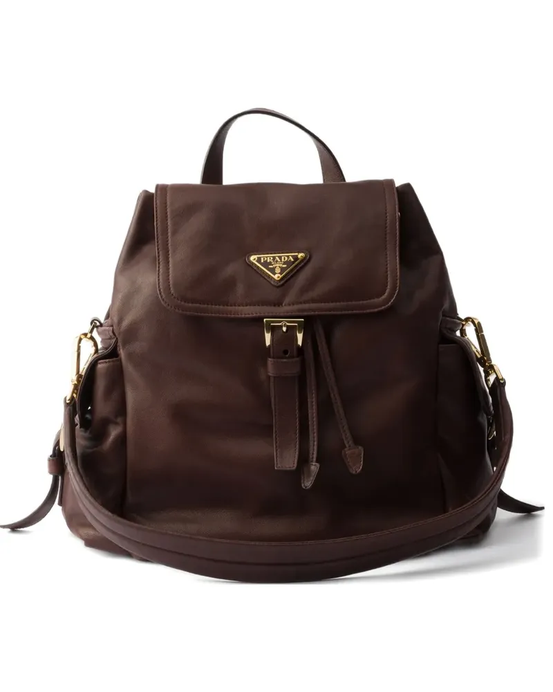 Prada medium Explore leather backpack - Braun Braun