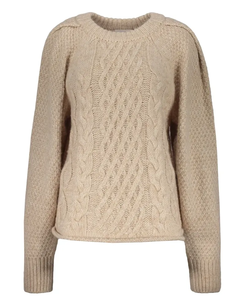 LOW CLASSIC Pullover mit Zopfmuster - Nude Nude