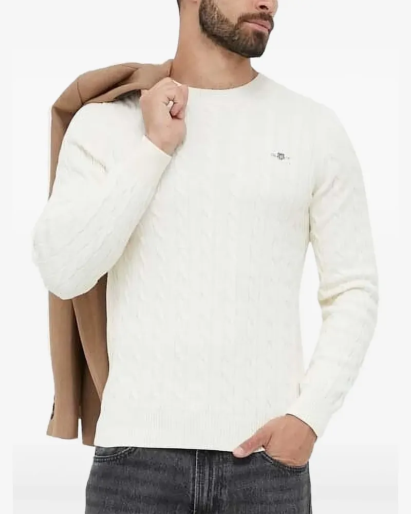 Gant Pullover mit Zopfmuster - Weiß Weiß