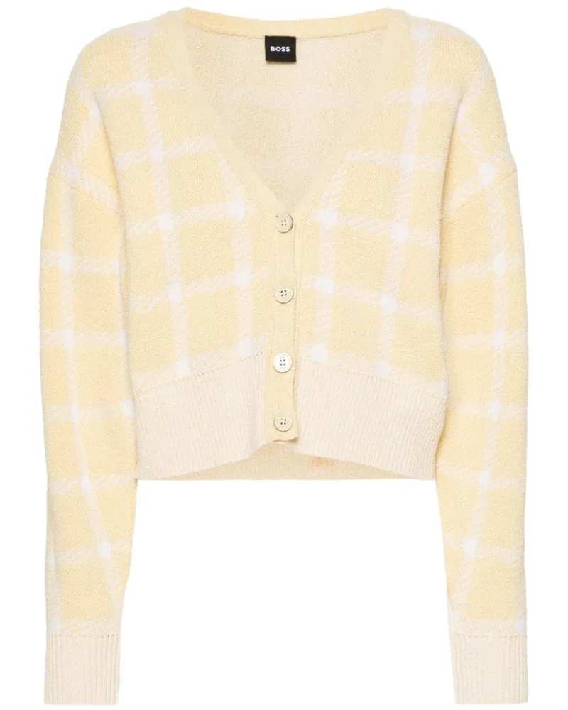 HUGO BOSS Cardigan mit Schottenkaro - Nude Nude