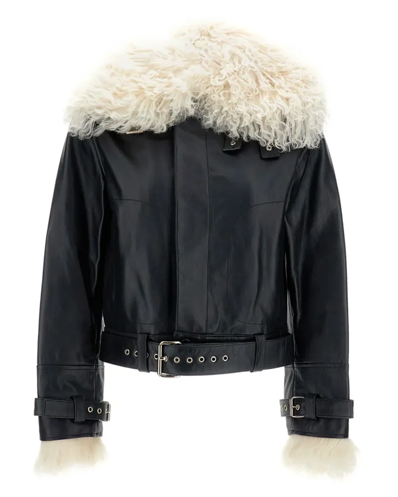 Wales Bonner Jacke mit Pelzkragen - Schwarz Schwarz