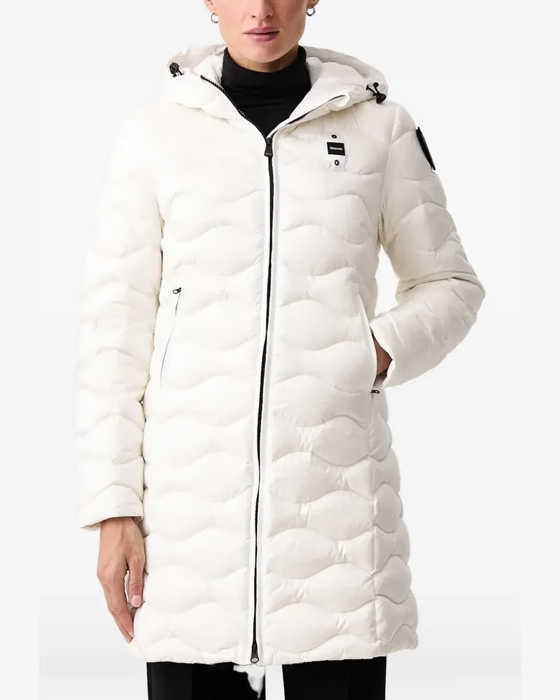 Blauer Lyne wave-quilted hooded jacket - Weiß Weiß