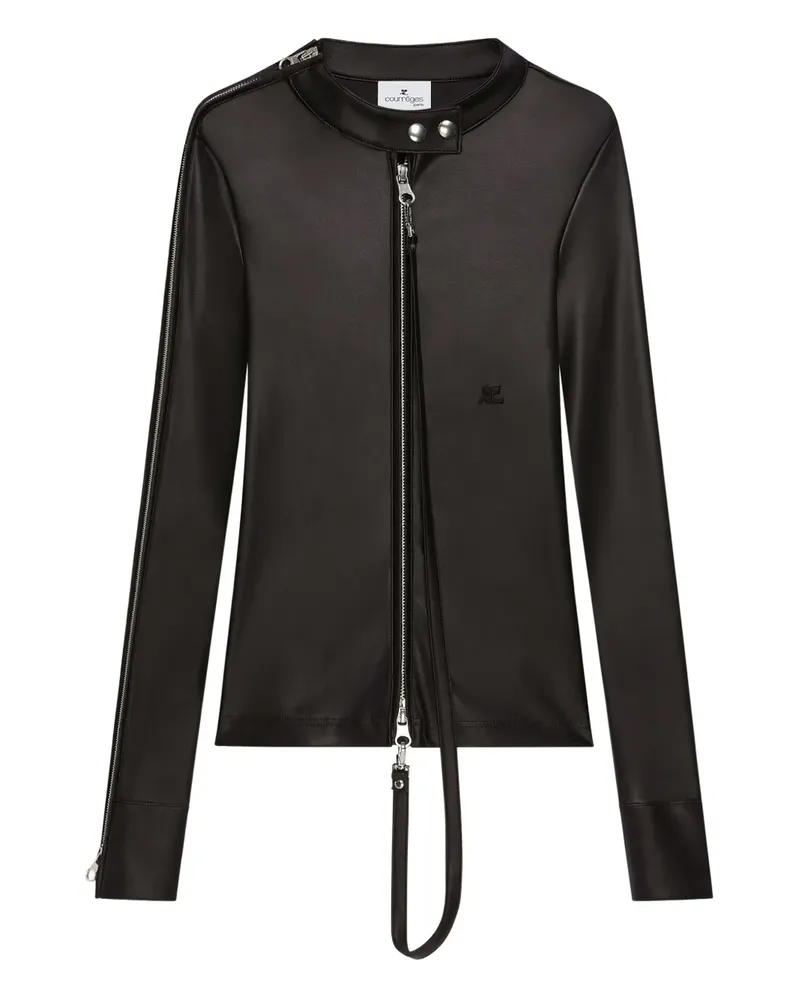 Courrèges Bikerjacke mit Reißverschluss - Schwarz Schwarz