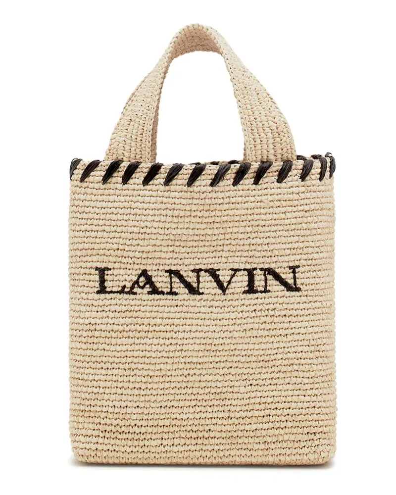 Lanvin Tote Bag aus Raffiabast mit Logo - Nude Nude