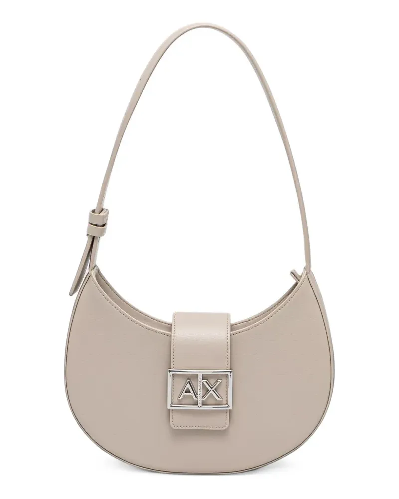 Armani Exchange logo-plaque crescent shoulder bag - Nude Nude