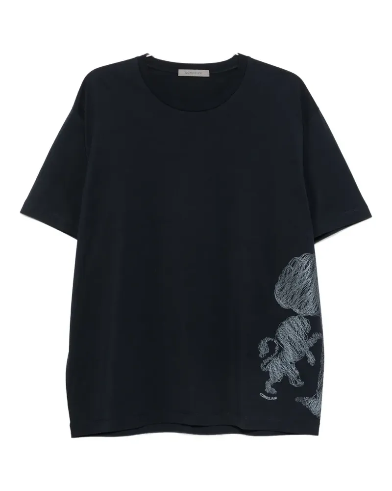 Corneliani tree-embroidered T-shirt - Blau Blau