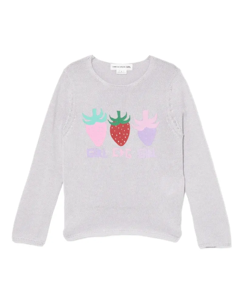 Comme des Garçons Rundhals-Pullover mit Erdbeer-Print - Grau Grau