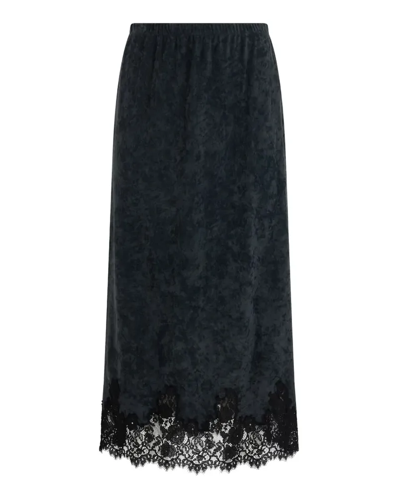 Alberta Ferretti mid lace-trim flared skirt - Grau Grau