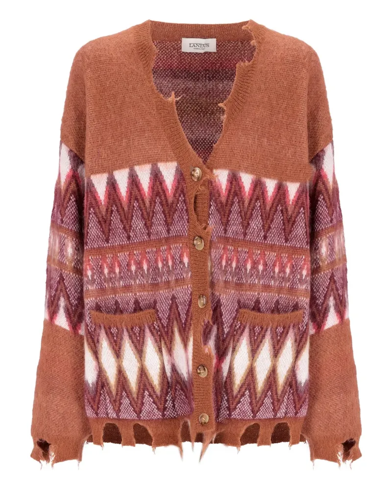 Laneus Ausgefranster Cardigan - Braun Braun