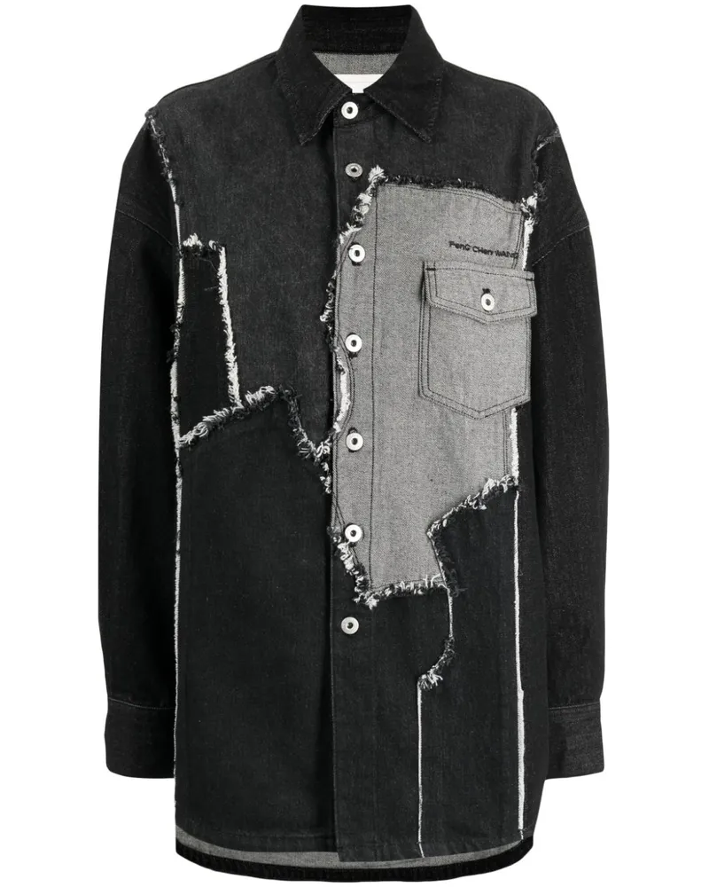 Feng Chen Wang Jeanshemd im Oversized-Look - Schwarz Schwarz
