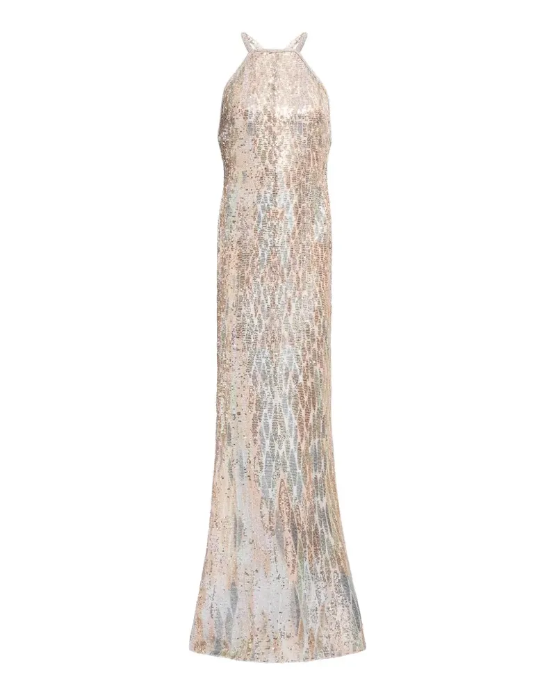 Elie Saab Neckholder-Maxikleid mit Pailletten - Gold Gold