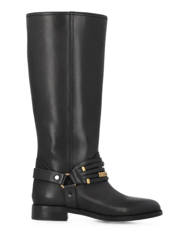 Pinko Stiefel mit Harness-Detail - Schwarz Schwarz