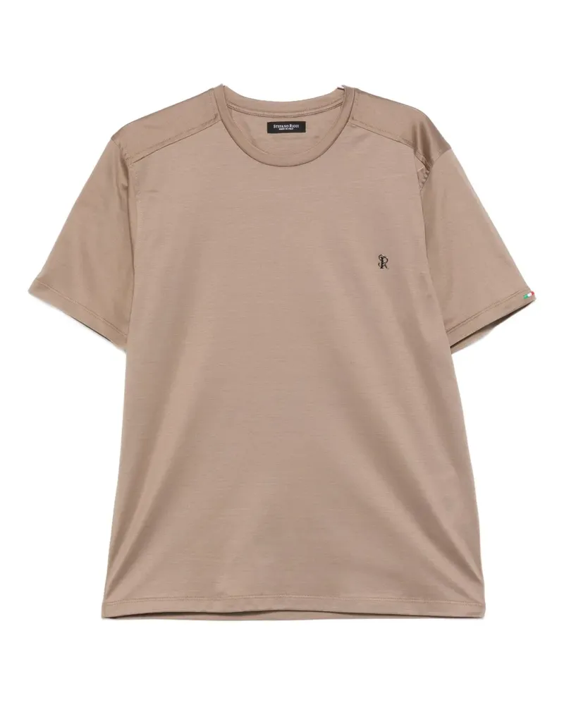 Stefano Ricci crew-neck cotton T-shirt - Braun Braun