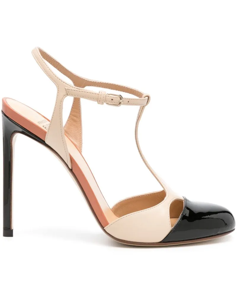 Francesco Russo Pumps mit Kontrastkappe, 105mm - Schwarz Schwarz