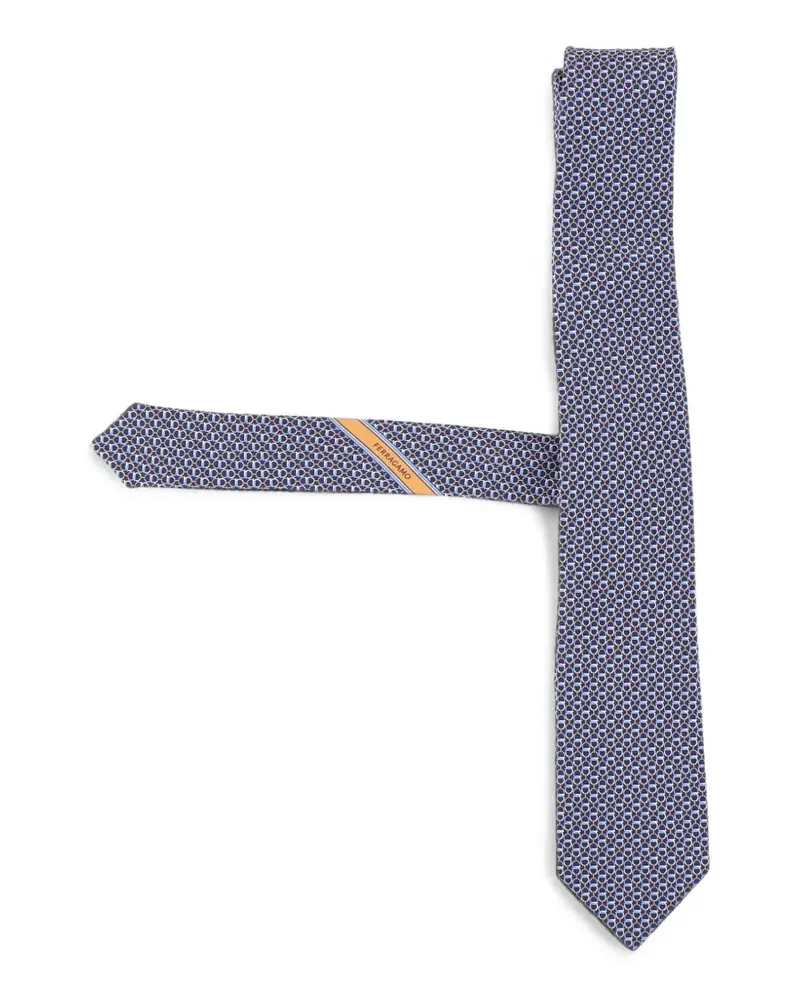 Ferragamo Seidenkrawatte mit Gancini-Detail - Blau Blau